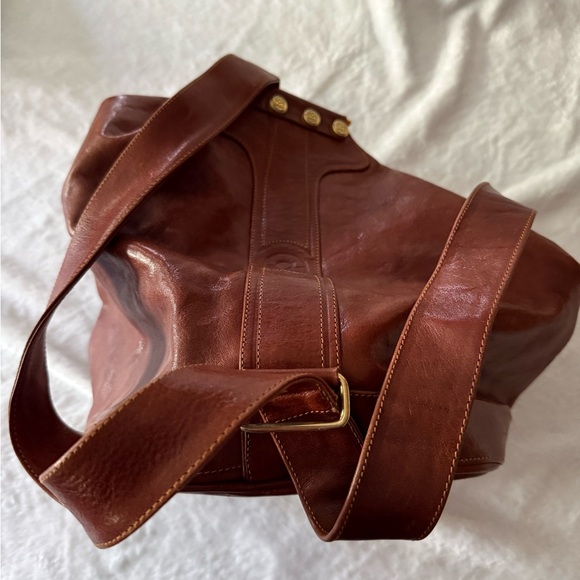 Marino Orlandi Embossed Leather Logo Sling Backpack Convertible Handbag - Picture 7 of 12